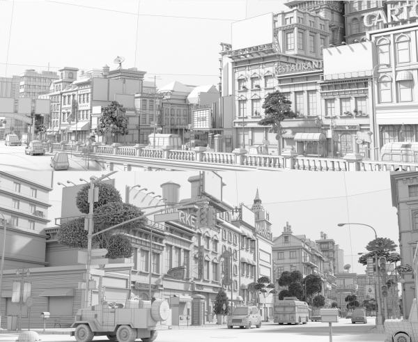 Cartoon City Street Scene V2