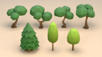 Cartoon Low Poly Trees Flowers Pack