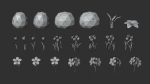 Cartoon Low Poly Trees Flowers Pack