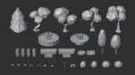 Cartoon Low Poly Trees Flowers Pack