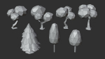 Cartoon Low Poly Trees Flowers Pack