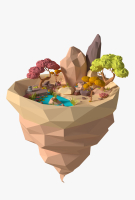 Cartoon Style Floating Island -Spring -LOW POLY