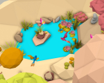 Cartoon Style Floating Island -Spring -LOW POLY