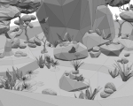 Cartoon Style Floating Island -Spring -LOW POLY