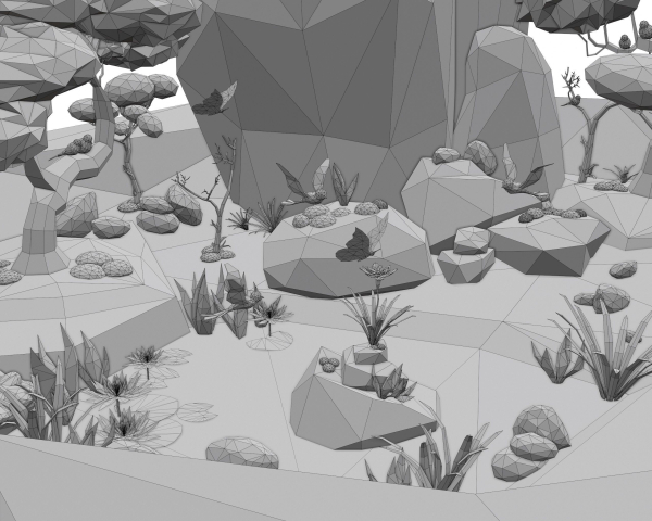 Cartoon Style Floating Island -Spring -LOW POLY