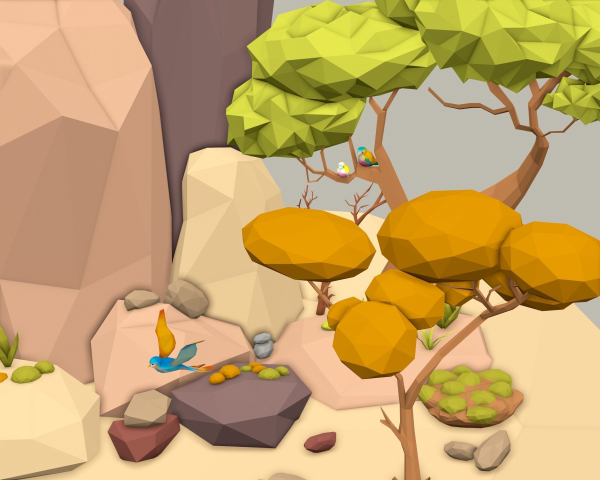 Cartoon Style Floating Island -Spring -LOW POLY