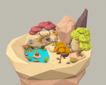 Cartoon Style Floating Island -Spring -LOW POLY