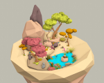 Cartoon Style Floating Island -Spring -LOW POLY