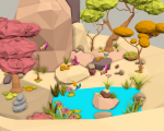 Cartoon Style Floating Island -Spring -LOW POLY