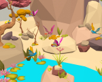 Cartoon Style Floating Island -Spring -LOW POLY