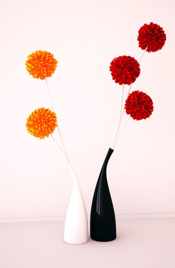 Ceramic vases and flowers