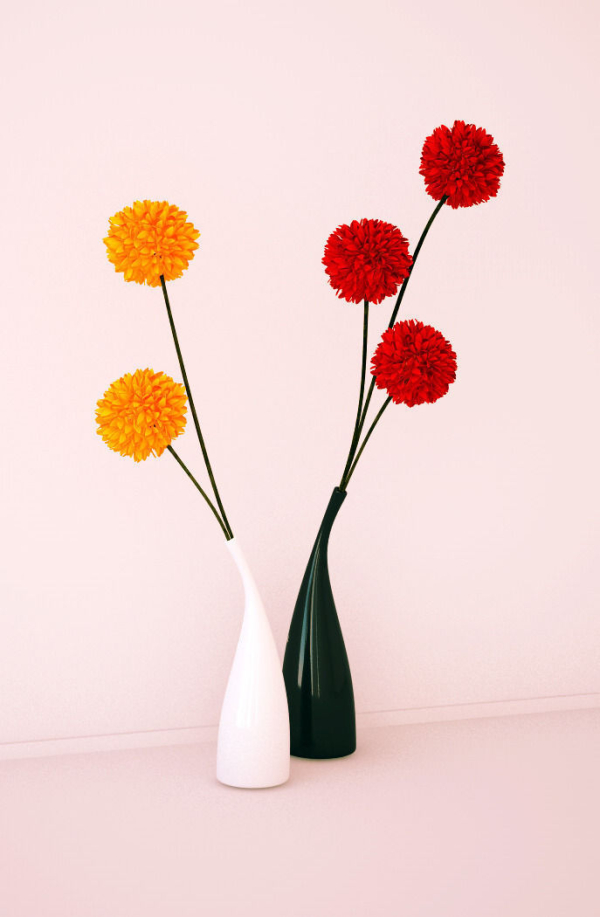 Ceramic vases and flowers