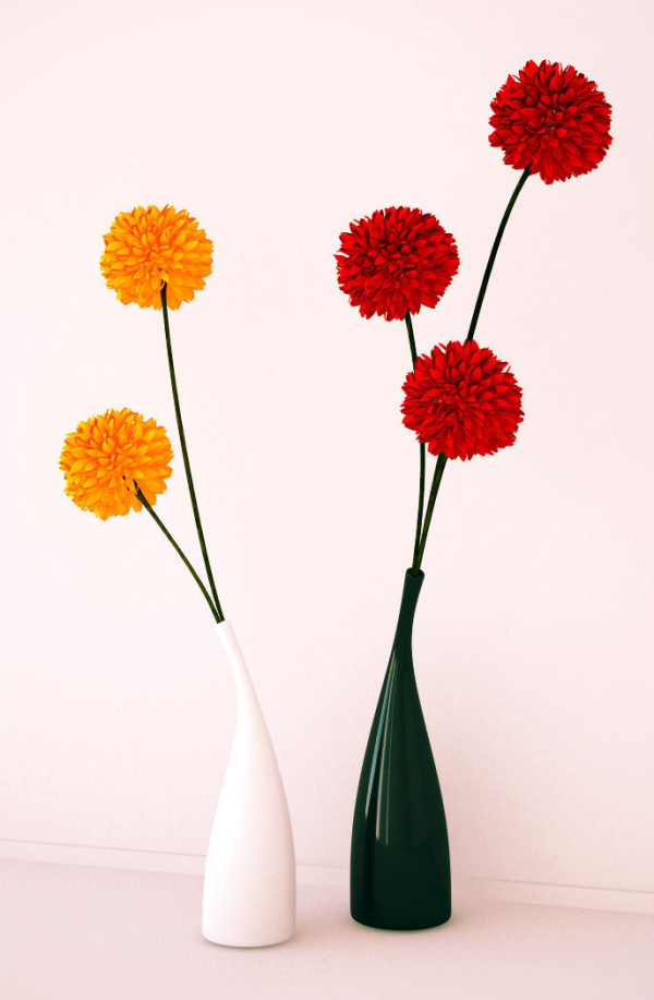 Ceramic vases and flowers
