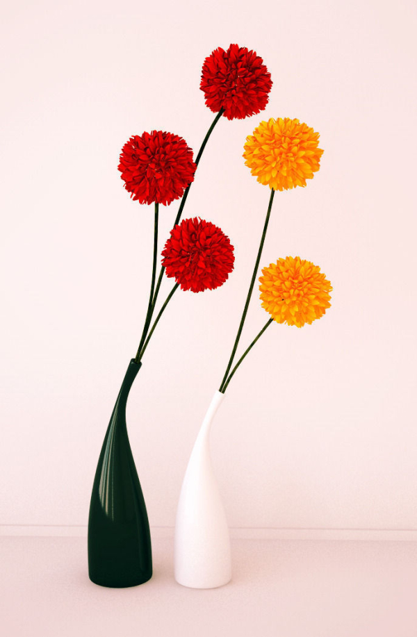 Ceramic vases and flowers