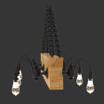 Chandelier 3d wooden light fixture with lights hanging from it