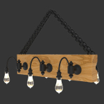 Chandelier 3d wooden light fixture with lights hanging from it