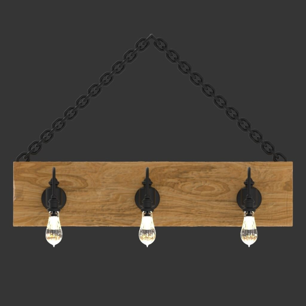 Chandelier 3d wooden light fixture with lights hanging from it