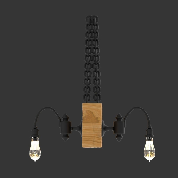 Chandelier 3d wooden light fixture with lights hanging from it