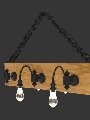 Chandelier 3d wooden light fixture with lights hanging from it