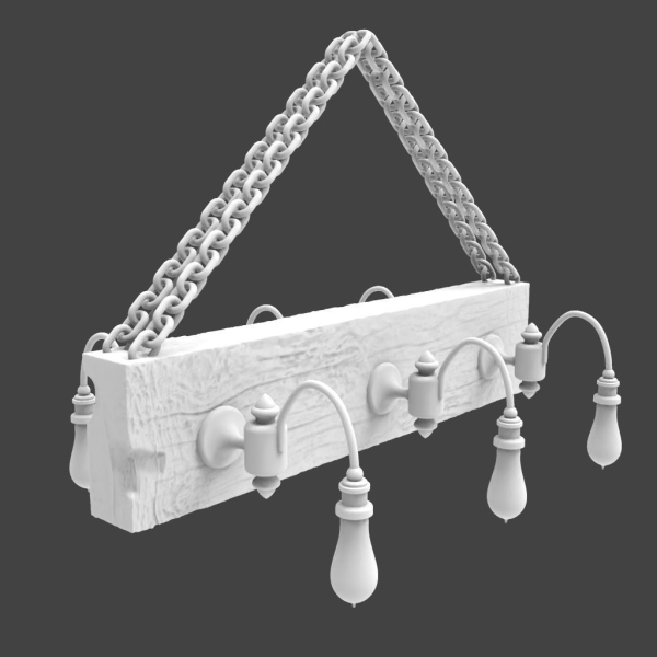 Chandelier 3d wooden light fixture with lights hanging from it