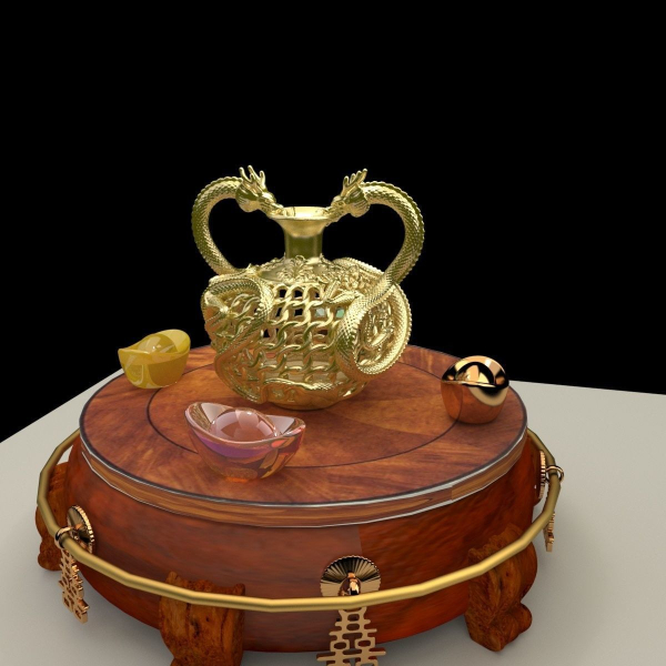 Chinese golden  dragon vase