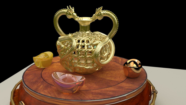 Chinese golden  dragon vase