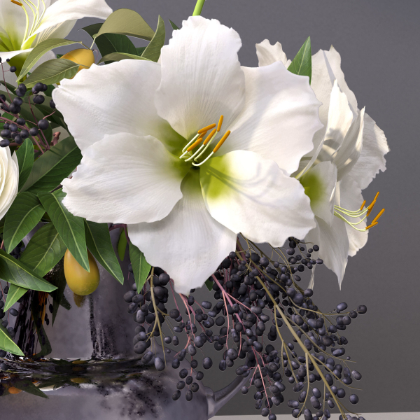 Classy Elegant Amaryllis Flowers-Fruit Vase
