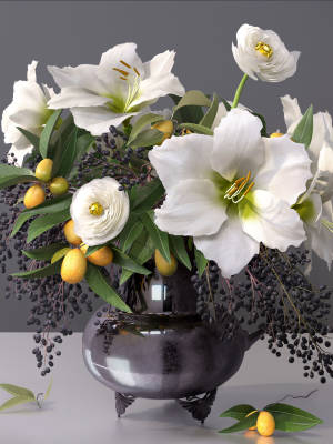 Classy Elegant Amaryllis Flowers-Fruit Vase