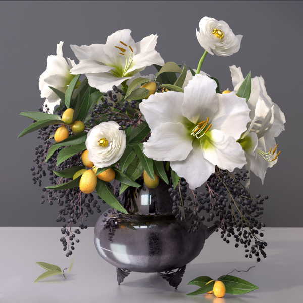 Classy Elegant Amaryllis Flowers-Fruit Vase