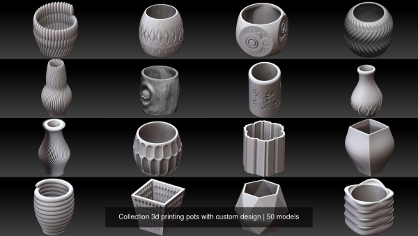 Collection 3d printing pots with custom design
