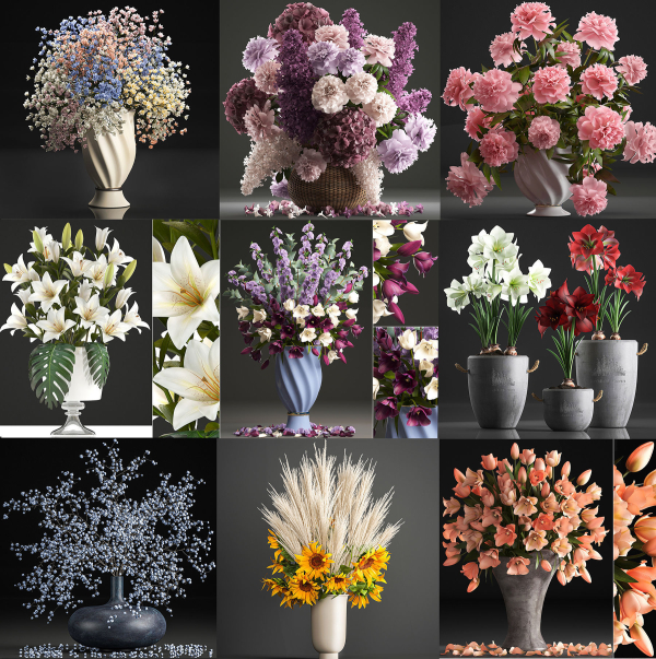 collection of bouquets 33 pieces