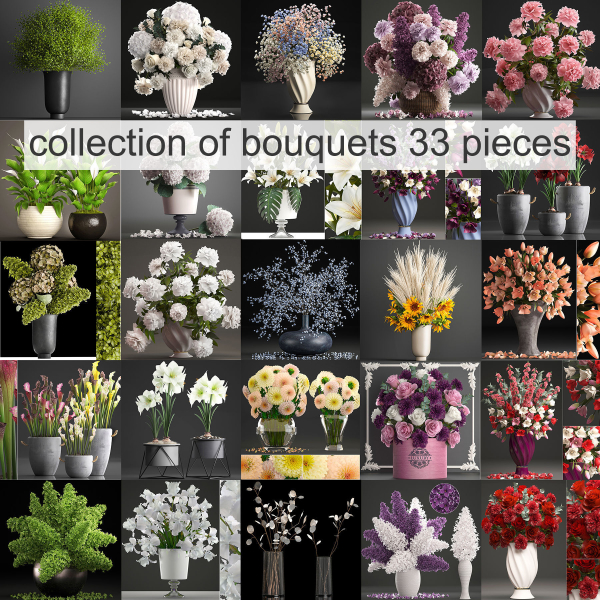 collection of bouquets 33 pieces