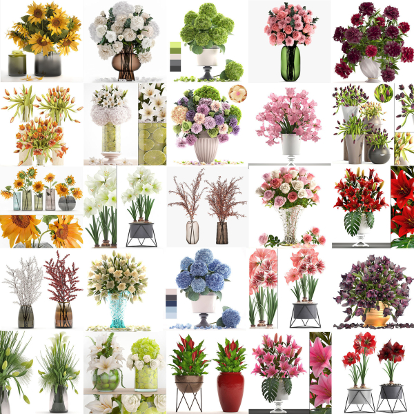Collection of bouquets 39 pieces