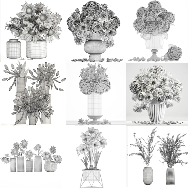 Collection of bouquets 39 pieces