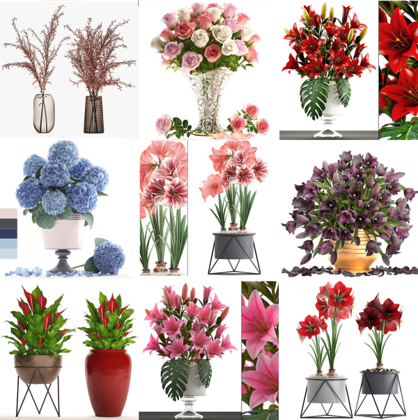 Collection of bouquets 39 pieces