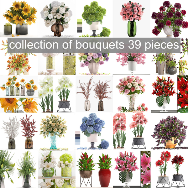 Collection of bouquets 39 pieces