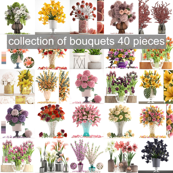 Collection of bouquets 40 pieces