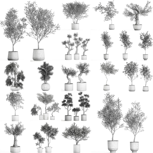 Collection of decorative trees 31 pieces
