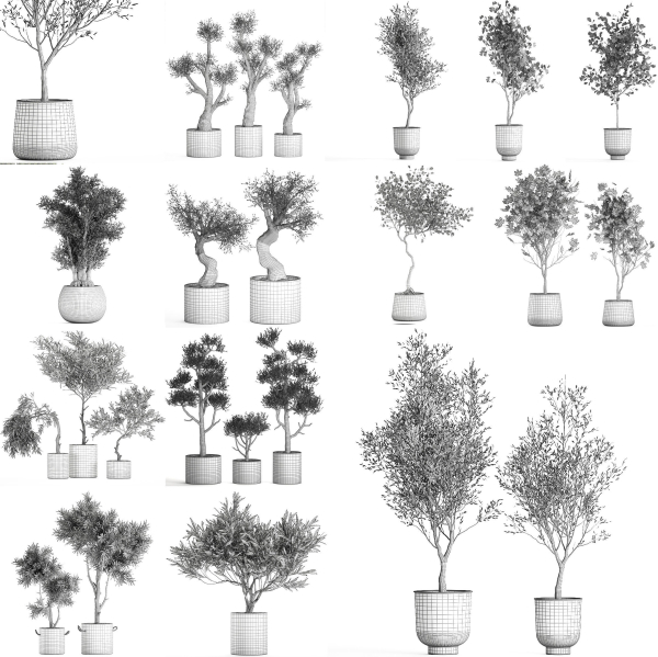 Collection of decorative trees 31 pieces