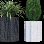 Column planter with four potted plants
