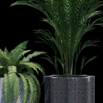 Column planter with four potted plants