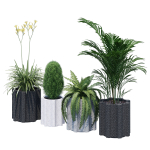 Column planter with four potted plants