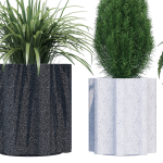 Column planter with four potted plants