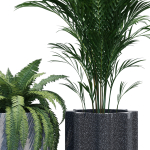 Column planter with four potted plants