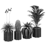 Column planter with four potted plants