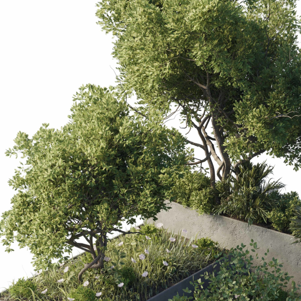 concrete box plants on stand - set outdoor plant 191