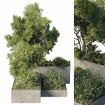 concrete box plants on stand - set outdoor plant 191