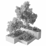 concrete box plants on stand - set outdoor plant 191