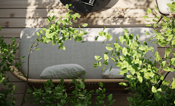 Courtyard scene Outdoor plant sofa