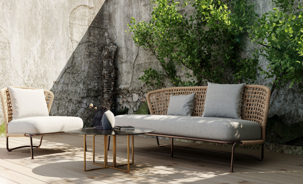 Courtyard scene Outdoor plant sofa